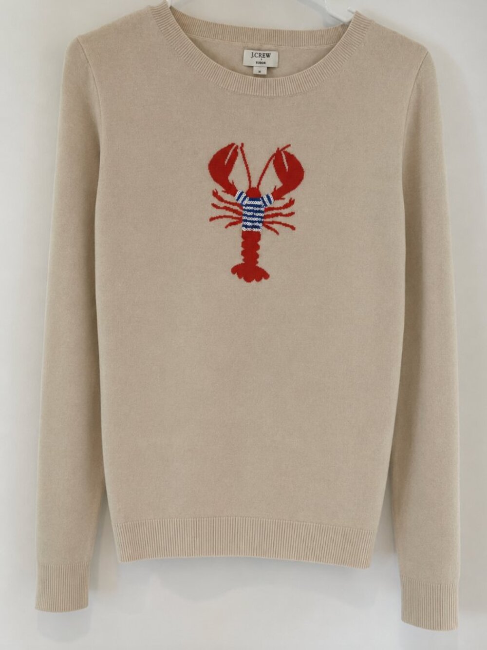JCrew Factory Lobster Sequin Teddie Sweater Size L - Picture 3 of 3